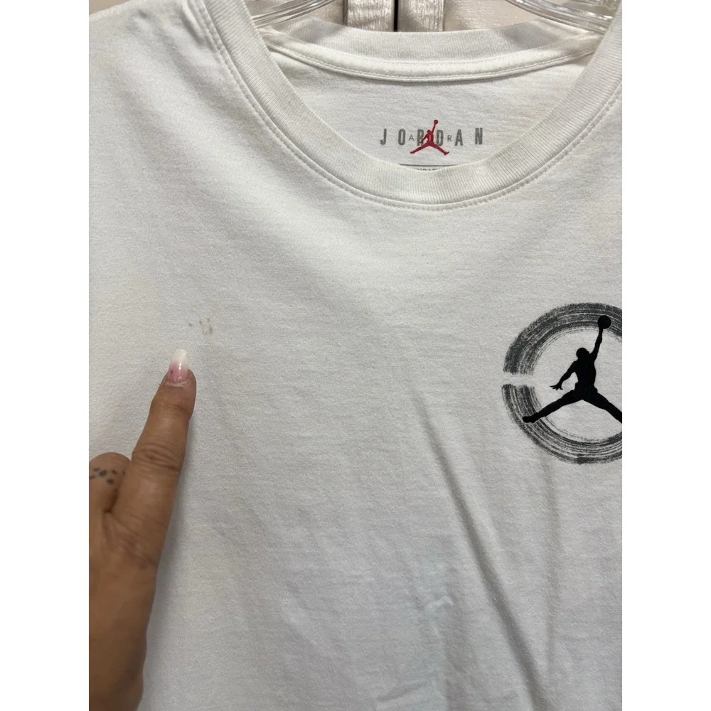Air Jordan Size M Graphic Logo Long Sleeve‎ T-shirt White/Black Standard NBA